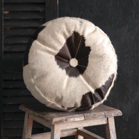 Round Cowhide Throw Pillow