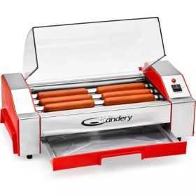 The Candery Electric Hot Dog Roller - Sausage Grill Cooker Machine - 6 Hot Dog Capacity - Household Hot Dog Machine