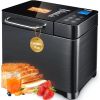 KBS Bread Maker-710W Dual Heaters, 17-in-1 Bread Machine Stainless Steel with Auto Nut Dispenser&Ceramic Pan, Gluten-Free