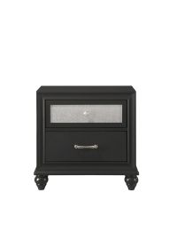 Luxury 1pc Glam 2-Drawer Nightstand End Table Black Finish Shimmering Accents Bedroom Solid Wood Wooden Furniture