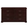 Classic Traditional 1pc Dresser of 6 Drawers Cherry Finish Bedroom Wooden Storage Furniture