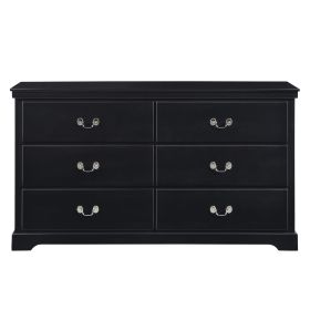 Classic Traditional 1pc Dresser of 6 Drawers Black Finish Bedroom Wooden Storage Furniture