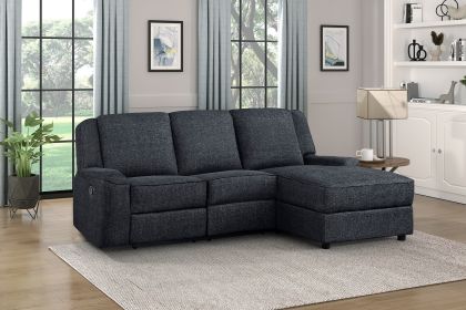 2-Piece Reclining Sectional with Right Chaise Chenille Fabric Upholstery Drop-Down Cup Holders Modern Living Room Furniture