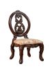 Traditional Brown Cherry 2pcs Side Chairs Tan Fabric Seats w Welt Faux Wood Carved Details Solid wood Dining Room Furniture