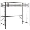 Twin Size Metal Loft Bed with Safety Guardrails & 2 Built-in Ladders, Loft Bunk Bed Frame for Teens Juniors Adults, Space Saving, Noise Free