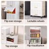 15.75" Side Wide 5-Layers Flip Open Storage Box With Wheels, Movable Storage Cabinet, Kitchen Shelf, Movable Storage Island, Home Organization