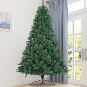 8ft Artificial Christmas Tree Full Natural Spruce PVC Fir Tree Foldable Metal Stand Unlit Green