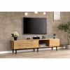 Modern TV Stand with 4 Cabinets& Open Shelves, Color-matching Media Console Table for TVs up to 80'' with LED Light