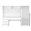 2 Door Wooden Storage Desk Wardrobe for Bedroom with Shelves and Drawers, White