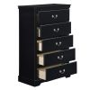 Classic Traditional 1pc Chest of 5 Drawers Black Finish Bedroom Furniture Wooden