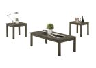 Dark Grey Color Elegant 3pc Coffee Table Set 1x Coffee Table and 2x End Tables Living Room Furniture