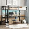 Metal Twin XL Size Loft Bed with Power Outlet and LED Lighted, Space-Saving, Noise Reduced, Black