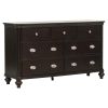 Dark Cherry Finish Classic Design Dresser of 7x Drawers Wooden Bedroom Furniture 1pc