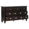 Dark Cherry Finish Classic Design Dresser of 7x Drawers Wooden Bedroom Furniture 1pc