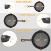 3 Skillet Bundle 6 inches and 8 inches with 10 inch Set of 3 Cast Iron Frying Pans Non-Stick Oven Safe Cookware Heat-Resistant Frying Pan--No shipment