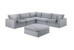 Dark Gray Color 6pc Modular Sectional Set Corduroy Upholstery Couch 3x Corner wedge 2x Armless Chairs 1x Ottoman Living Room Furniture