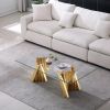 Tempered Glass Top Coffee Table with Gold Mirror Finish Stainless Steel Base