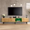 Modern TV Stand with 4 Cabinets& Open Shelves, Color-matching Media Console Table for TVs up to 80'' with LED Light