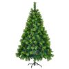 6FT Grass Green Christmas Tree, Large Branches Pine Tree, Pre-Lit Set with Tree & Garland & Wreath, Artificial Christmas with Pine Cones