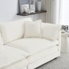 Chenille Two-Seater Sofa with 1 Footrest, 2 Seater L-Shaped Sectional with Ottoman,Loveseat with Ottoman for Small Living Space,White Chenille