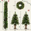 Pre-lit Xmas Tree Artificial Christmas 4-Piece Set,Garland, Wreath and Set of 2 3FT Entrance Trees X-mas with LED Lights, Christmas Tree