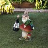 Solar Gnome on Mushroom Statue - Best Outdoor Garden Decor for Home