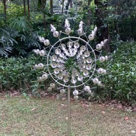 30cm/11.81in Courtyard Garden Lawn Outdoor Decoration, Unique Wind Collector Magic Kinetic Energy Metal Windmill Spinner Solar Wind Catcher (model: CX101)