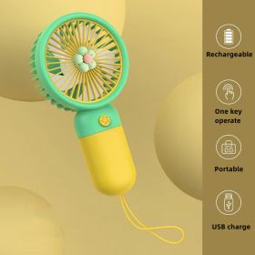 1 Pcs Handheld Fan Mini Personal USB Fan With Bracket; Rechargeable; Cute Flower Fruit Shape Portable Hand Held Fan; Table Fan For Cooling For Girls W (Color: Yellow Flower)