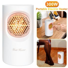 300W Portable Electric Heater Mini Heating Unit Fan Portable Floor Desktop Air Fan Heater (Color: White)