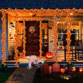 3 Pack Fall Garland with Pumpkin Lights & Enlarged Maple Fall String Lights Halloween Pumpkins Lights (size: 12 inch)