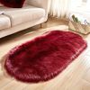 1pc Super Soft Area Rug, Plush Fluffy Faux Sheepskin Oval Floor Mat For Living Room Bedroom, Machine Washable Bedside Rugs