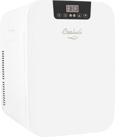 Cooluli 20 Liter Mini Fridge with Temperature Control - Black (Color: White)