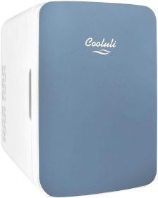 Cooluli 15L Mini Fridge for Bedroom, Car, Office Desk & College Dorm - 12V Portable Cooler & Warmer for Food, Drinks (Color: Blue)