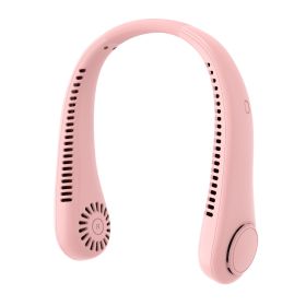 Mini Hanging Handheld Leafless Hanging Neck Fan Portable Silent Outdoor Usb Charging Super Long Life Portable Cooling Lazy Small Fan (Color: Pink Hangneck Fan)