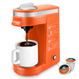 Single Serve Coffee Maker For K Capsule And Ground Coffee (Color: Orange)