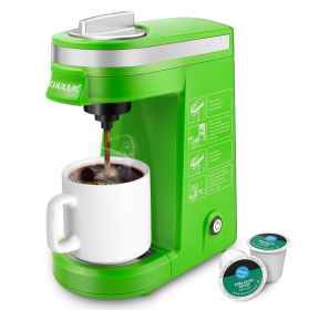 Single Serve Coffee Maker For K Capsule And Ground Coffee (Color: Green)