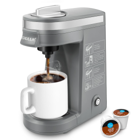 Single Serve Coffee Maker For K Capsule And Ground Coffee (Color: Grey)