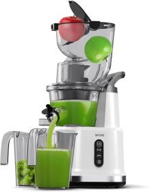 Easy-Use Cold Press Juicer, SiFENE 83mm Wide-Mouth Vertical Slow Masticating Juicer, Whole Fruit & Veg Juice Extractor (Color: White)