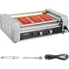 Hot Dog Roller 5 Rollers 12 Hot Dogs Capacity, Sausage Grill Cooker Machine with Dual Temp Control Glass Hood Shelf Removable