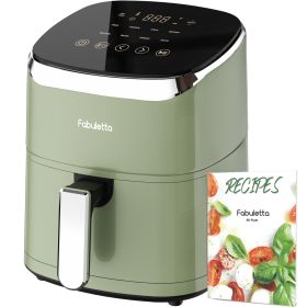 Air Fryer, Fabuletta 4.2QT Air Fryer Oven With 9 Customizable Cooking Programs,Tempered Glass Display, Nonstick Basket (Color: Green, Plug Type: us)