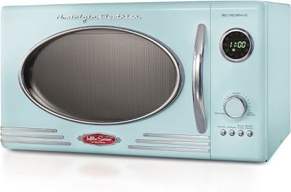 Nostalgia Retro Countertop Microwave Oven - Large 800-Watt - 0.9 cu ft - 12 Pre-Programmed Cooking Settings (Color: Aqua)