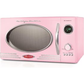 Nostalgia Retro Countertop Microwave Oven - Large 800-Watt - 0.9 cu ft - 12 Pre-Programmed Cooking Settings (Color: Pink)