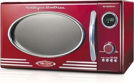 Nostalgia Retro Countertop Microwave Oven - Large 800-Watt - 0.9 cu ft - 12 Pre-Programmed Cooking Settings (Color: Red)