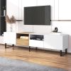 Modern TV Stand with 2 Cabinets& Open Storage Compartment, Color-matching Media Console Table for TVs up to 85''