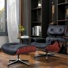 Living Room Standard Size Lounge Chair Armchair With Ottoman Genuine Leather Swivel Chair