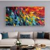 Handmade Oil Painting Original Colorful Feathers Oil Painting On Canvas Large Wall Art Abstract Colorful Painting Custom Painting Living room Home Wal