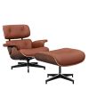 Living Room Standard Size Lounge Chair Armchair With Ottoman Genuine Leather Swivel Chair