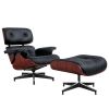 Living Room Standard Size Lounge Chair Armchair With Ottoman Genuine Leather Swivel Chair