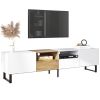 Modern TV Stand with 2 Cabinets& Open Storage Compartment, Color-matching Media Console Table for TVs up to 85''